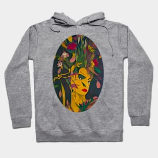 Contemporary Abstract Woman with Flowers for Hair Art Hoodie